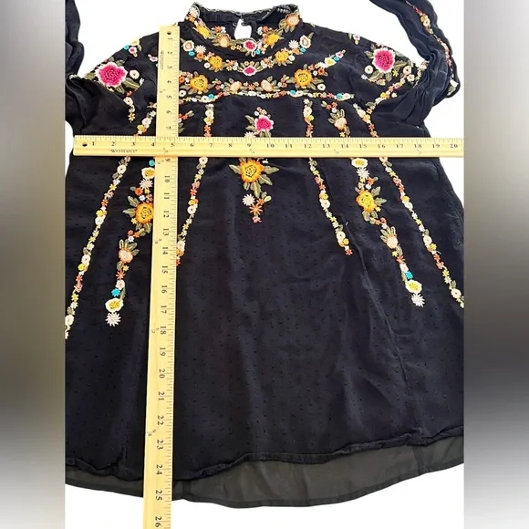Zara Trafaluc Collection Embroidered Blouse Floral Long Sleeves Size Large - Picture 3 of 6